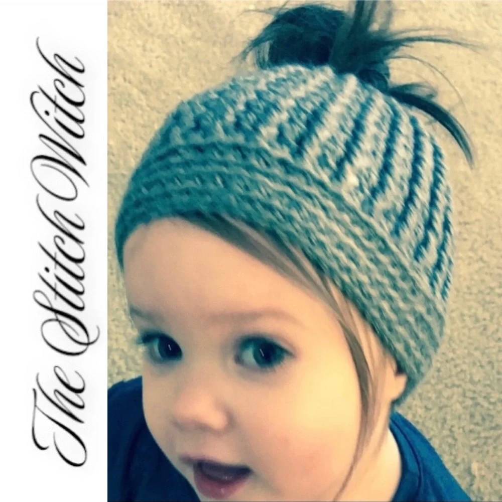 🔥SOLD🔥 Crochet Mustard Yellow Messy Bun Ponytail Beanie - Picture 4 of 14